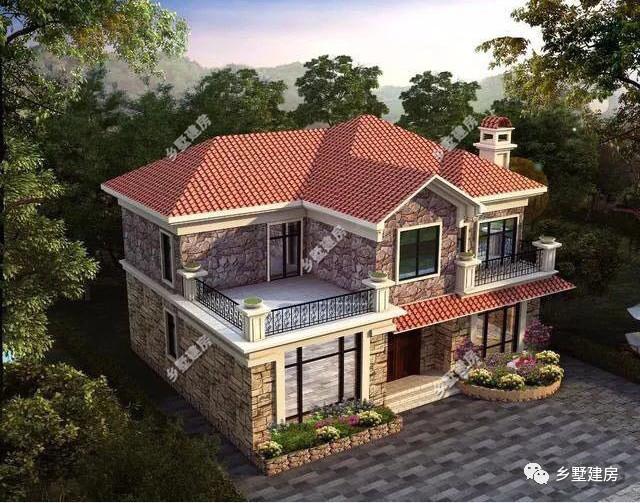 占地143平農村二層歐式自建房，全文化石的外墻，帶你穿越到夢想天堂！