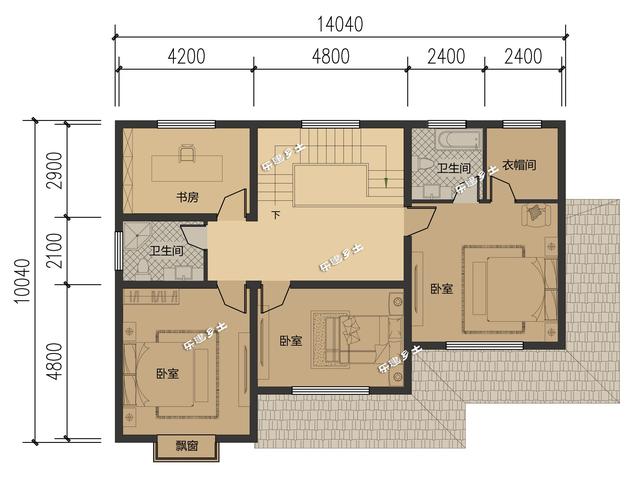 二層鄉村別墅設計圖，結構精巧，層次感強，美觀大方