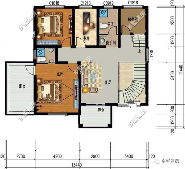 13.4米X11.4米農(nóng)村三層小別墅設(shè)計(jì)圖，大氣時(shí)尚，有沒有讓你們蠢蠢欲動(dòng)呢？