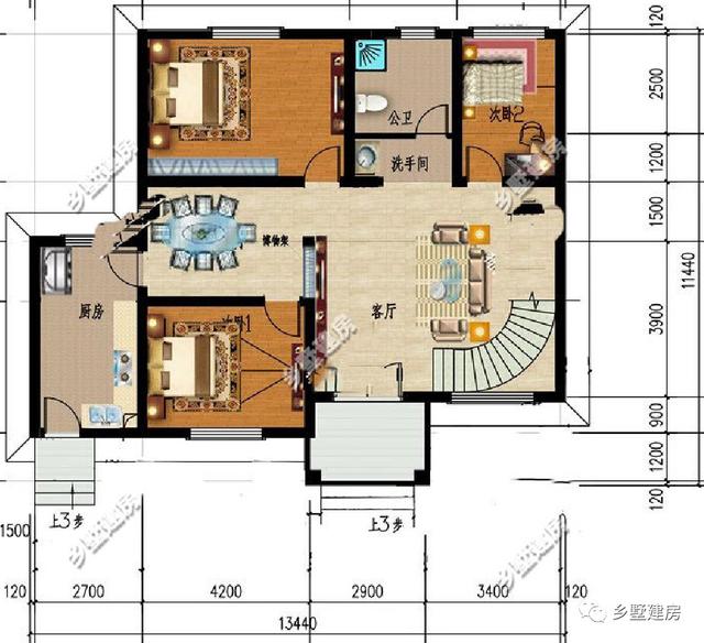 13.4米X11.4米農(nóng)村三層小別墅設(shè)計(jì)圖，大氣時(shí)尚，有沒有讓你們蠢蠢欲動(dòng)呢？