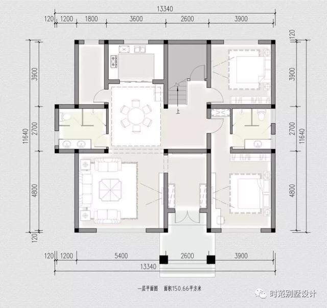 占地150平歐式二層別墅設計圖，帶大露臺和書房，空間利用率高，比城里好太多