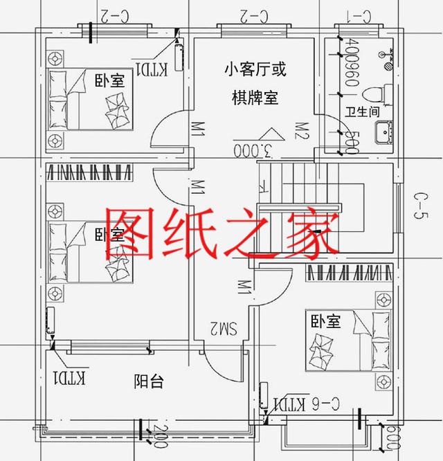 占地90平米左右的二層別墅，開間不到10米，非常實(shí)用的小戶型！