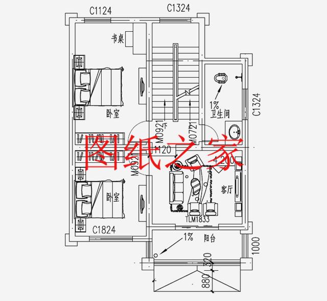 占地90平米左右的二層別墅，開間不到10米，非常實(shí)用的小戶型！