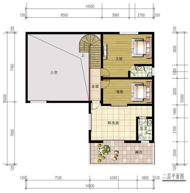 占地145平方米二層新中式別墅設計圖，帶堂屋+陽光房，古風古色！