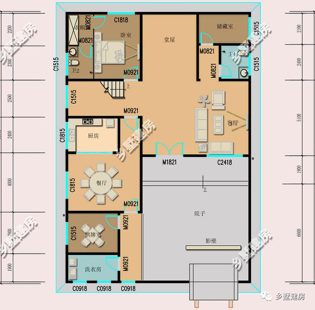 12.54×18.34米二層中式自建房，十分的有古典氣息，我猜，你一定喜歡！