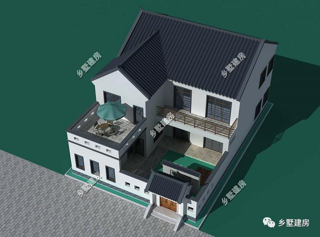 12.54×18.34米二層中式自建房，十分的有古典氣息，我猜，你一定喜歡！