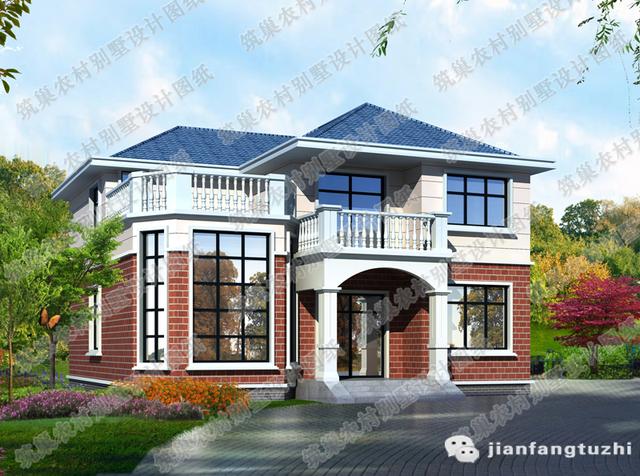 占地168平農村二層自建房，簡單又耐看，戶型精致美觀，帶圍廊+露臺