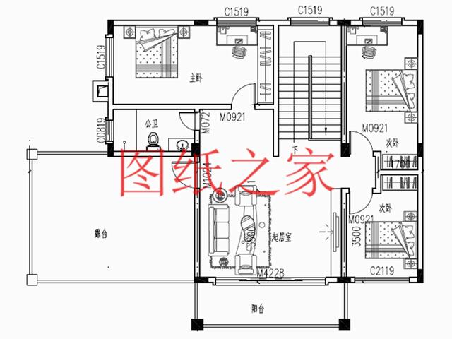 簡約美觀、經濟實用的二層別墅設計圖，非常符合您建房的實際需要！