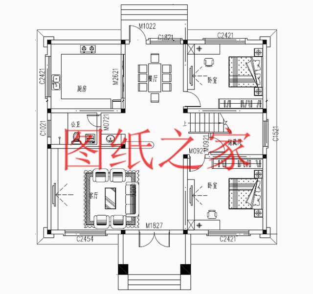 簡約美觀、經濟實用的二層別墅設計圖，非常符合您建房的實際需要！