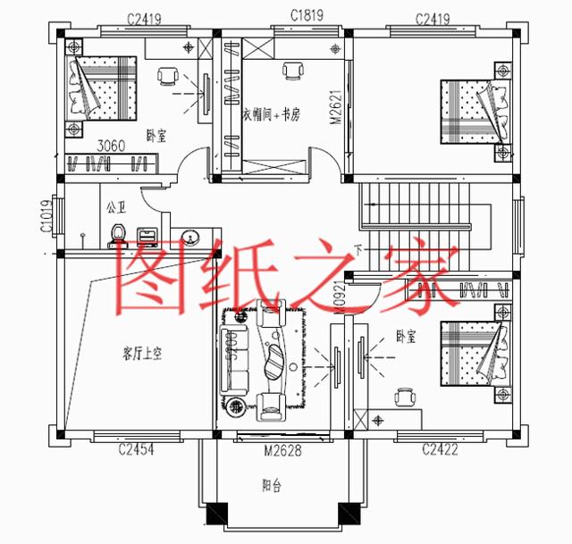 簡約美觀、經濟實用的二層別墅設計圖，非常符合您建房的實際需要！