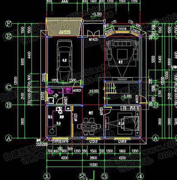 11×12米三層帶車庫別墅設計圖，框架結構，大氣實用！