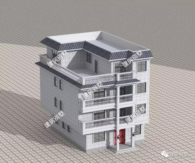 平屋頂+大露臺(tái)農(nóng)村自建房，室外晾曬空間多。