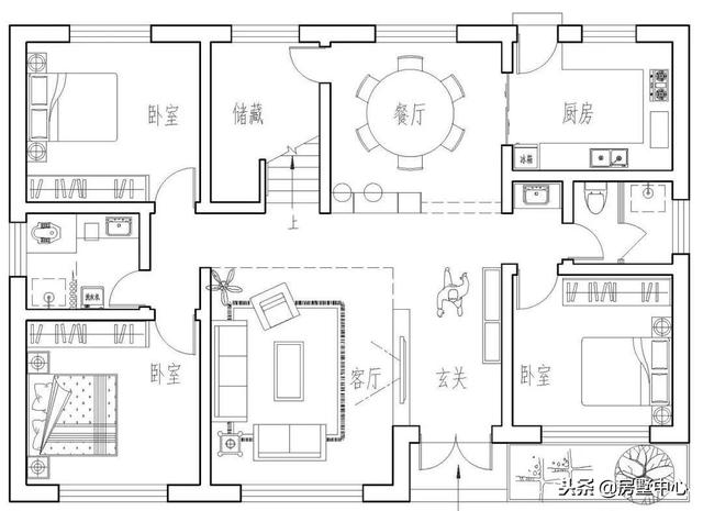 雙層歐式別墅設計圖，自帶車庫和露臺，老少皆宜。
