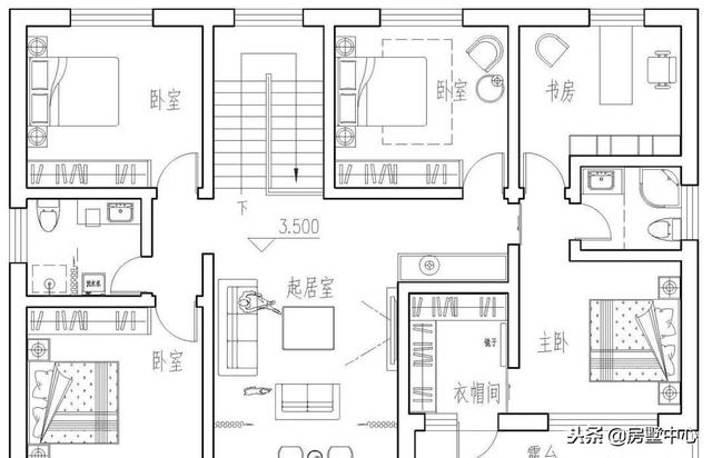雙層歐式別墅設計圖，自帶車庫和露臺，老少皆宜。