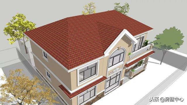 雙層歐式別墅設計圖，自帶車庫和露臺，老少皆宜。