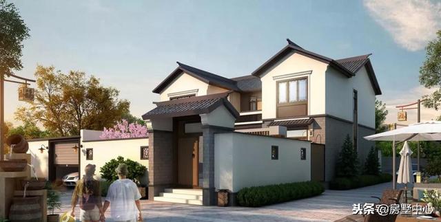 新中式園林別墅設計圖，一間中庭連兩家，兄弟同心父母樂！