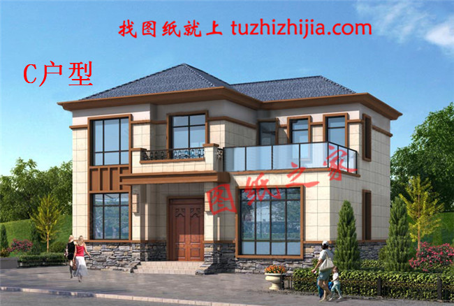 新農村二層帶露臺經濟型小別墅設計圖紙