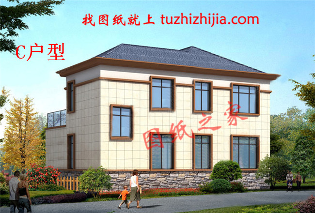 新農村二層帶露臺經濟型小別墅設計圖紙