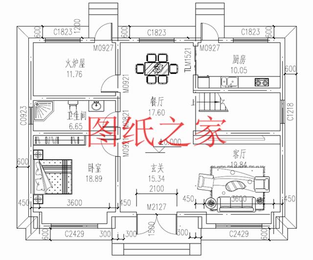 戶型方正的二層別墅圖，占地120平進深9米多，非常符合農(nóng)村需求！