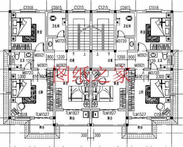 5套三層雙拼別墅方案，單戶100平左右，對稱設計彰顯房屋氣勢！