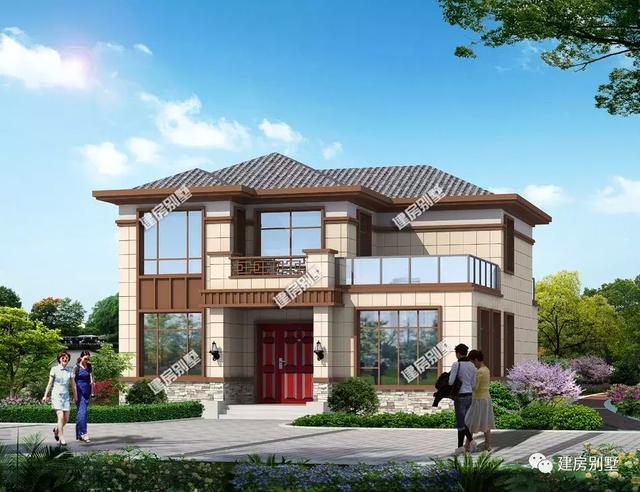 現代簡約風格的農村二層自建房，第一棟帶車庫，第二棟23萬