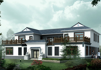 農村中式四合院房屋圖片及設計圖，白墻黛瓦的江南風格