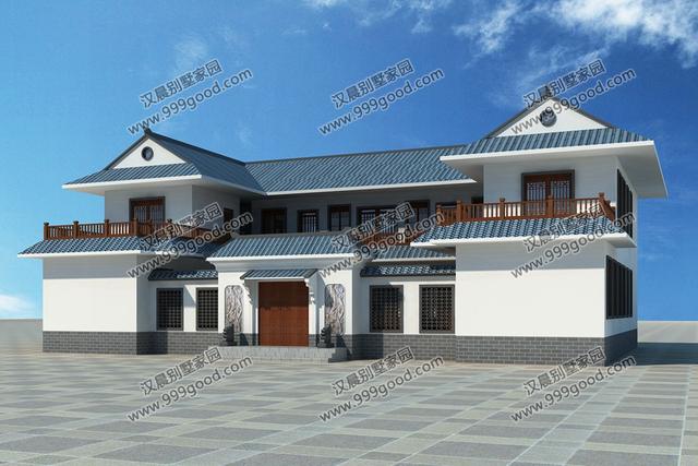 帶露臺中式三合院農村別墅，2套帶車庫，占地170平的第2款才26萬