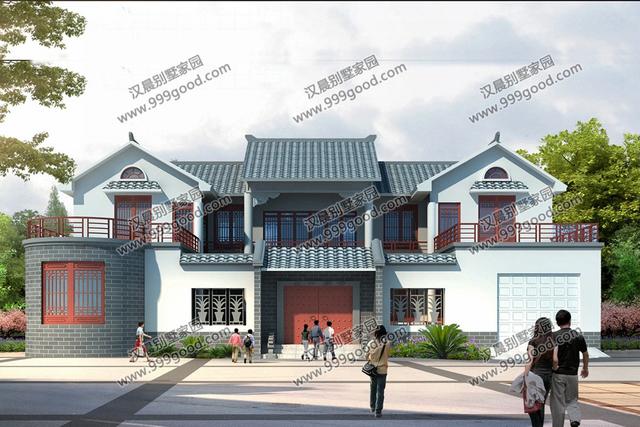 帶露臺中式三合院農村別墅，2套帶車庫，占地170平的第2款才26萬