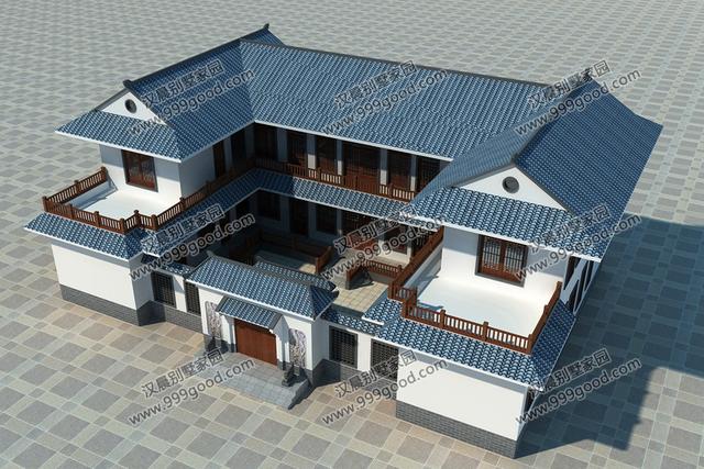 帶露臺中式三合院農村別墅，2套帶車庫，占地170平的第2款才26萬