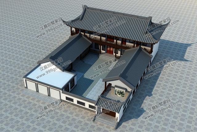 帶露臺中式三合院農村別墅，2套帶車庫，占地170平的第2款才26萬