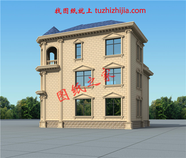 150平米左右歐式三層鄉(xiāng)村別墅設(shè)計(jì)圖，客廳中空