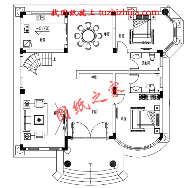 150平米左右歐式三層鄉(xiāng)村別墅設(shè)計(jì)圖，客廳中空
