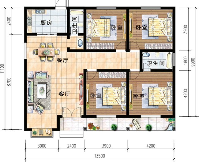8套農(nóng)村漂亮三間平房圖片，非常適合在農(nóng)村修建！