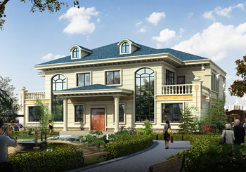 門廳共用二層歐式兄弟雙拼別墅圖片及施工圖