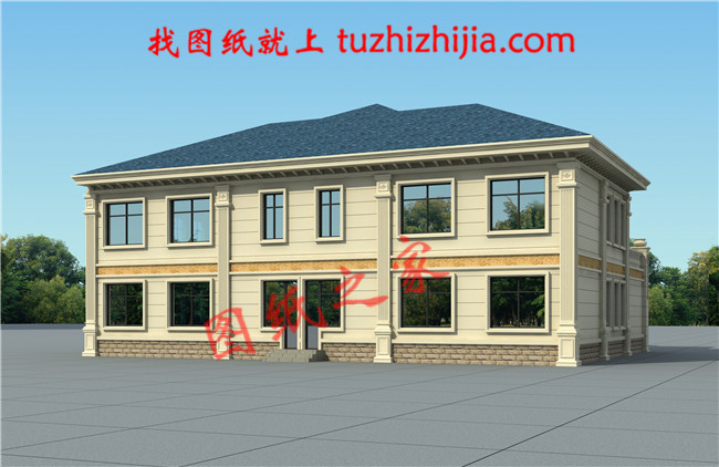 門廳共用二層歐式兄弟雙拼別墅圖片及施工圖