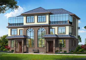 農村三層雙拼別墅戶型圖及全套施工圖紙，帶書房，帶衣帽間