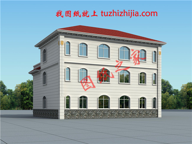 農村三層雙拼別墅戶型圖設計圖，整體外觀氣派