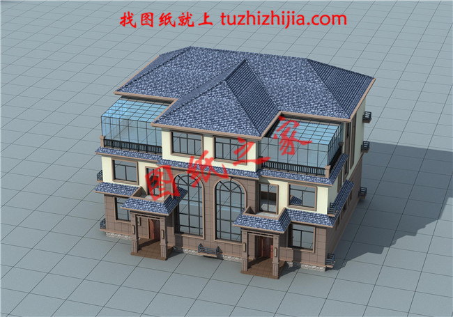 農村三層雙拼別墅戶型圖及全套施工圖紙,帶書房,帶衣帽間