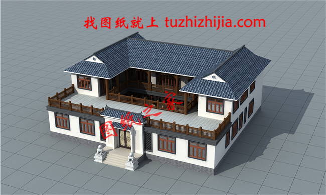 帶堂屋的農村二層經典四合院設計圖，該戶型左右對稱