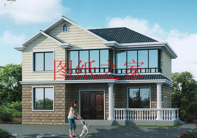 簡(jiǎn)潔實(shí)用的農(nóng)村二層別墅，非常適合宅基地是長(zhǎng)方形的家庭修建！