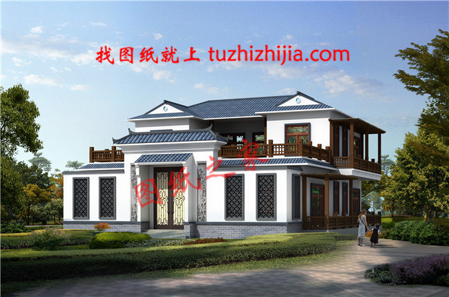 農(nóng)村兩層現(xiàn)代四合院別墅設(shè)計(jì)方案，傳統(tǒng)與現(xiàn)代的完美結(jié)合！