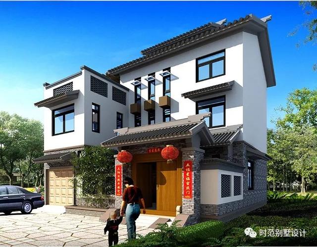 12x12米中式三層別墅，6室5廳還帶內院和室內車庫，適合農村自建