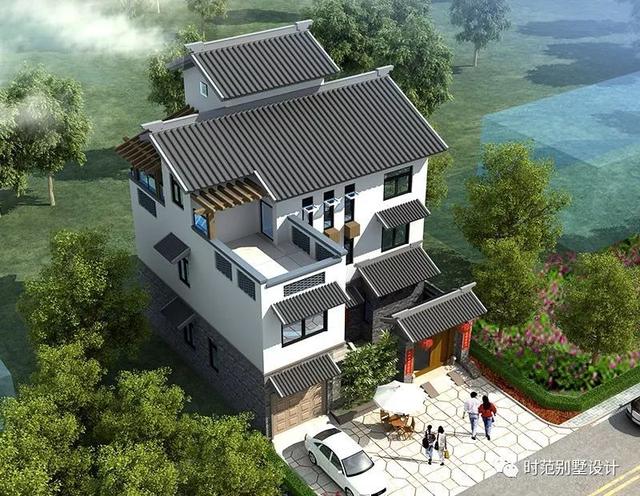 12x12米中式三層別墅，6室5廳還帶內院和室內車庫，適合農村自建