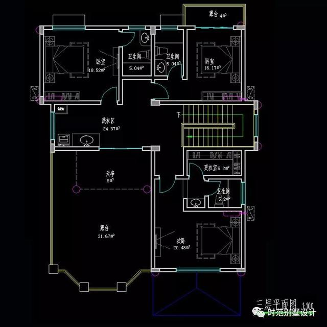 12x15米三層別墅設計6室三廳，帶堂屋露臺涼亭，大氣美觀，適合農村自建