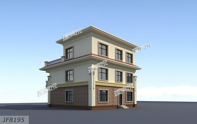 簡單大氣歐式三層別墅設計圖紙，大露臺多臥室，農村人理想的家