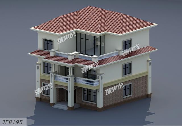 簡單大氣歐式三層別墅設計圖紙，大露臺多臥室，農村人理想的家