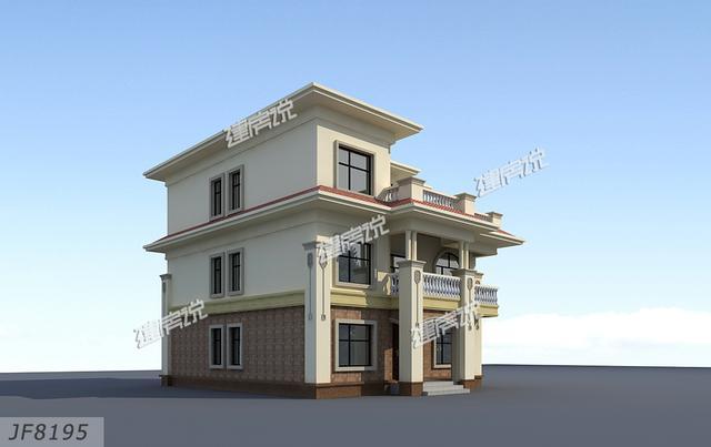 簡單大氣歐式三層別墅設計圖紙，大露臺多臥室，農村人理想的家