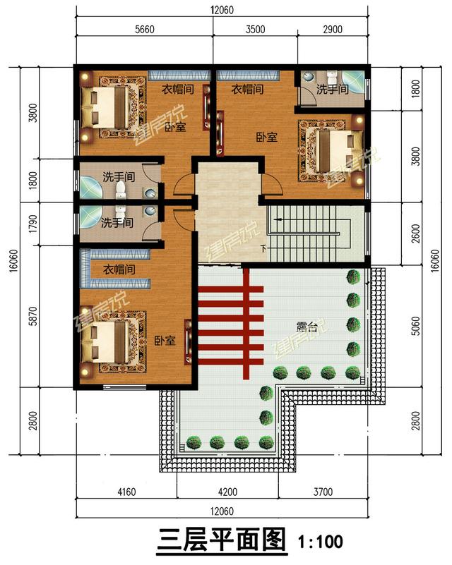 農村自建三層別墅，帶落地窗，盡顯富貴氣派