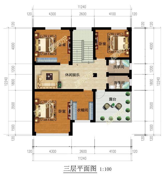 農村自建三層別墅，帶落地窗，盡顯富貴氣派