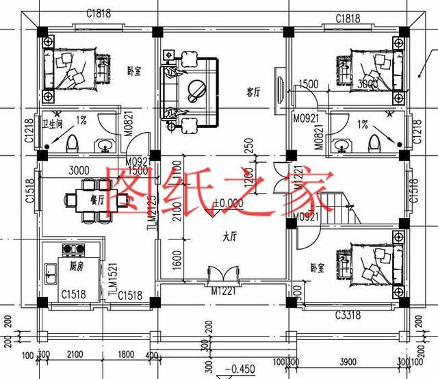 140平二層別墅，開間14米進深10米左右，四面通透、好看又實用！